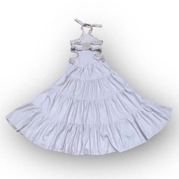 Margo Baridon x Anthropologie Ruffle Accented Halter Tie Maxi Dress, Women’s XS - Picture 3 of 14